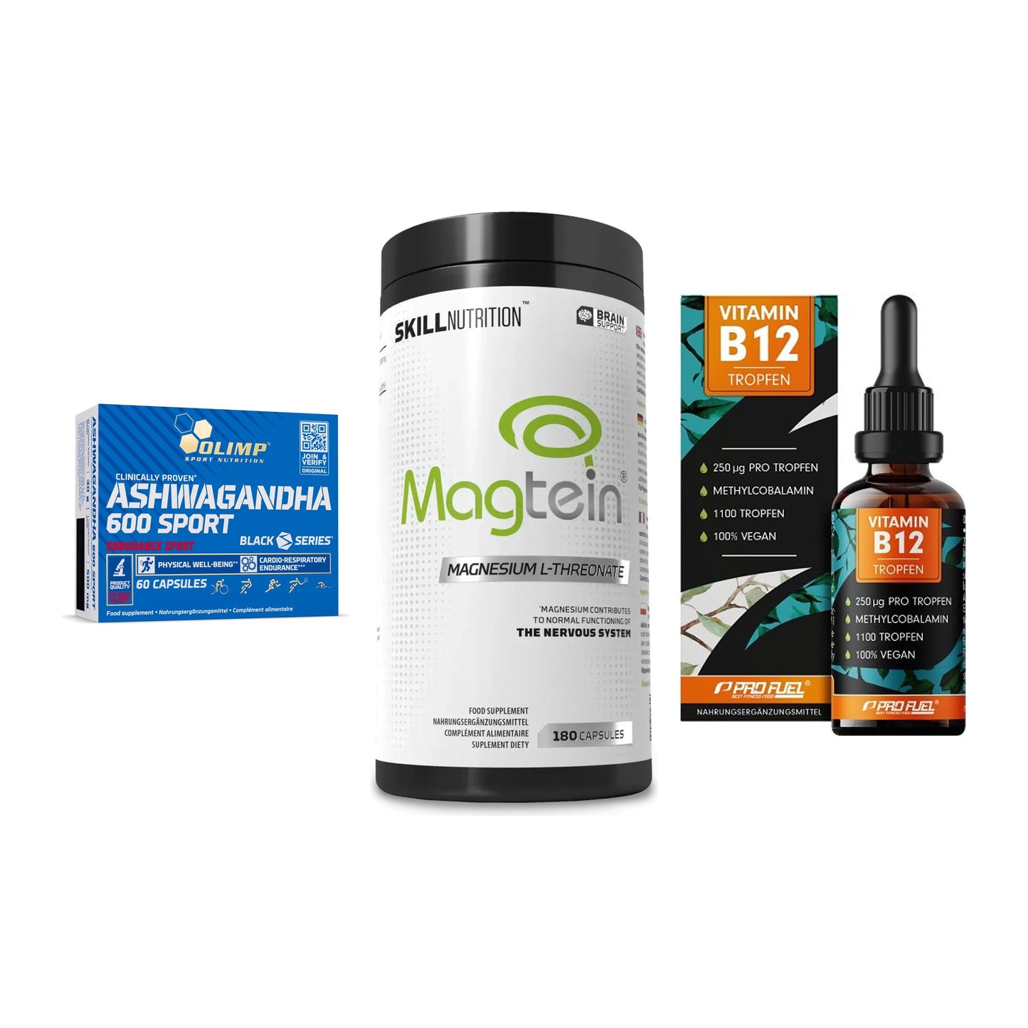 Stress & Balance: Olimp Ashwagand + Skill Nutrition + ProFuel Vitamin – alle enthaltenen Artikel