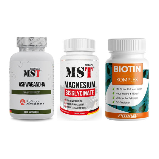 Stress & Balance: MST Ashwagandha + MST Magnesium + ProFuel BIOTIN – alle enthaltenen Artikel