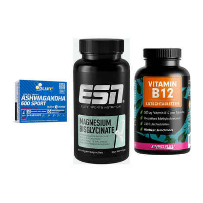 Stress & Balance: Olimp Ashwagand + ESN Magnesium + ProFuel Vitamin – alle enthaltenen Artikel