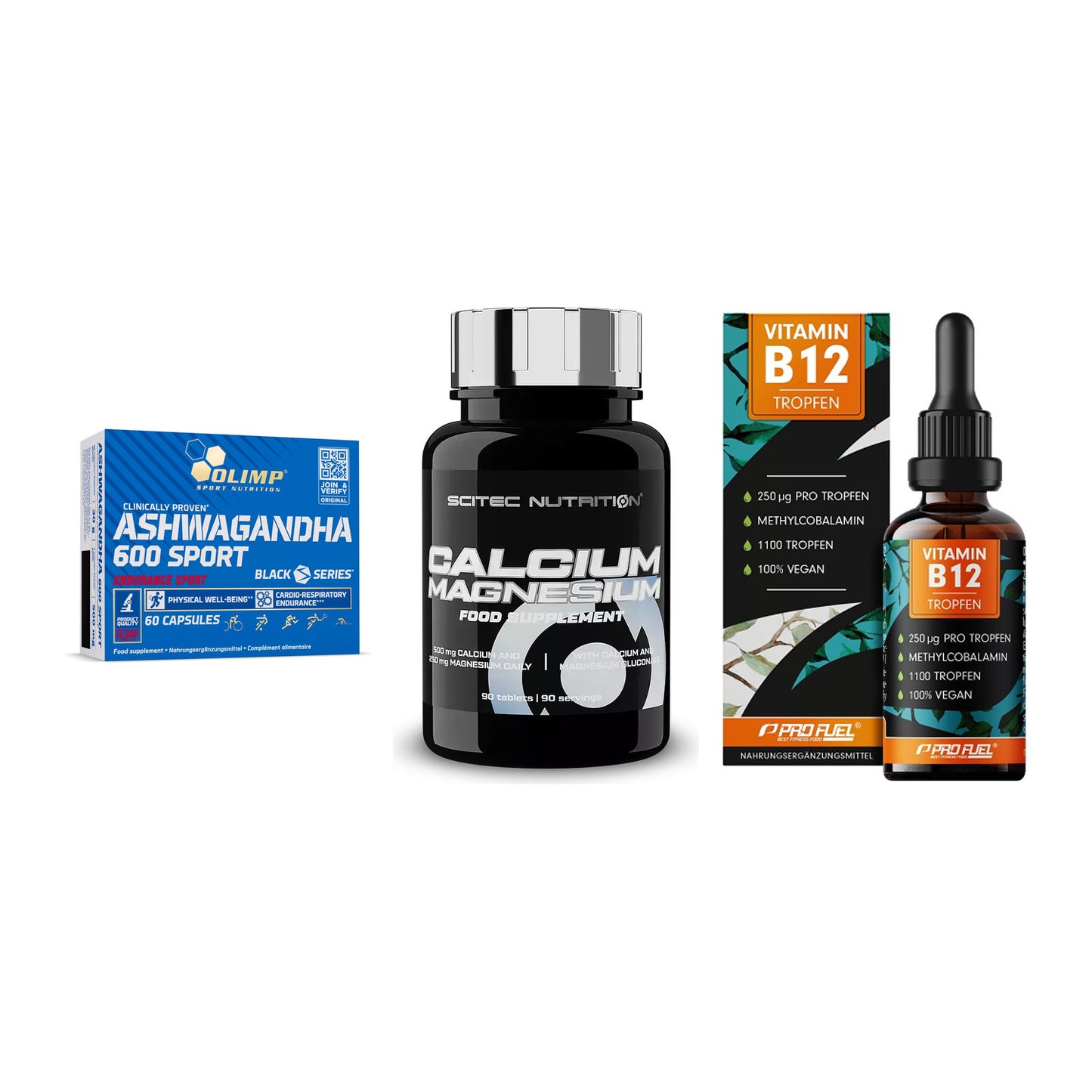 Stress & Balance: Olimp Ashwagand + Scitec Calcium + ProFuel Vitamin – alle enthaltenen Artikel