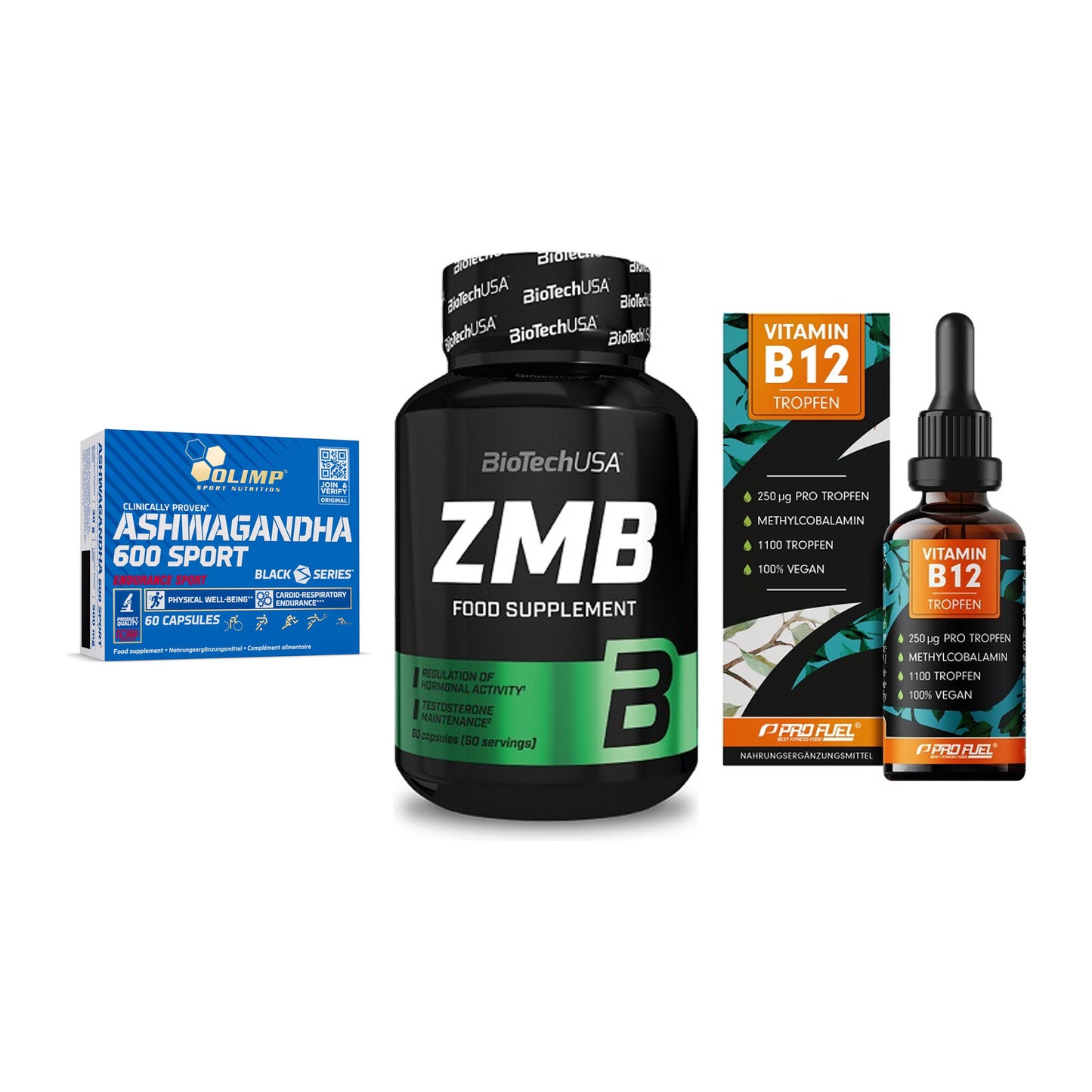 Stress & Balance: Olimp Ashwagand + BioTech ZMB + ProFuel Vitamin – alle enthaltenen Artikel