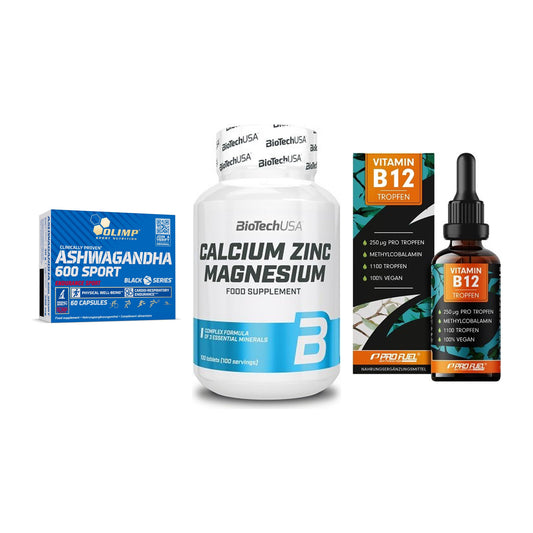 Stress & Balance: Olimp Ashwagand + BioTech Calcium + ProFuel Vitamin – alle enthaltenen Artikel