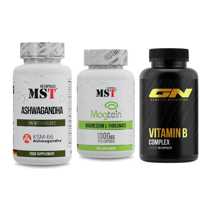 Stress & Balance: MST Ashwagandha + MST Magnesium + GN Vitamin – alle enthaltenen Artikel