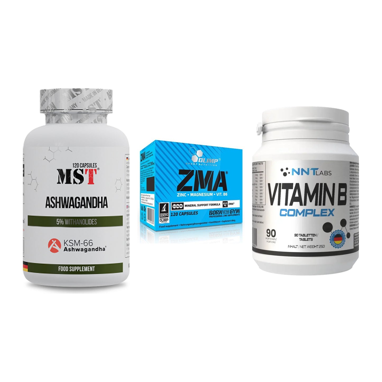 Stress & Balance: MST Ashwagandha + Olimp ZMA + NNT Vitamin B – alle enthaltenen Artikel