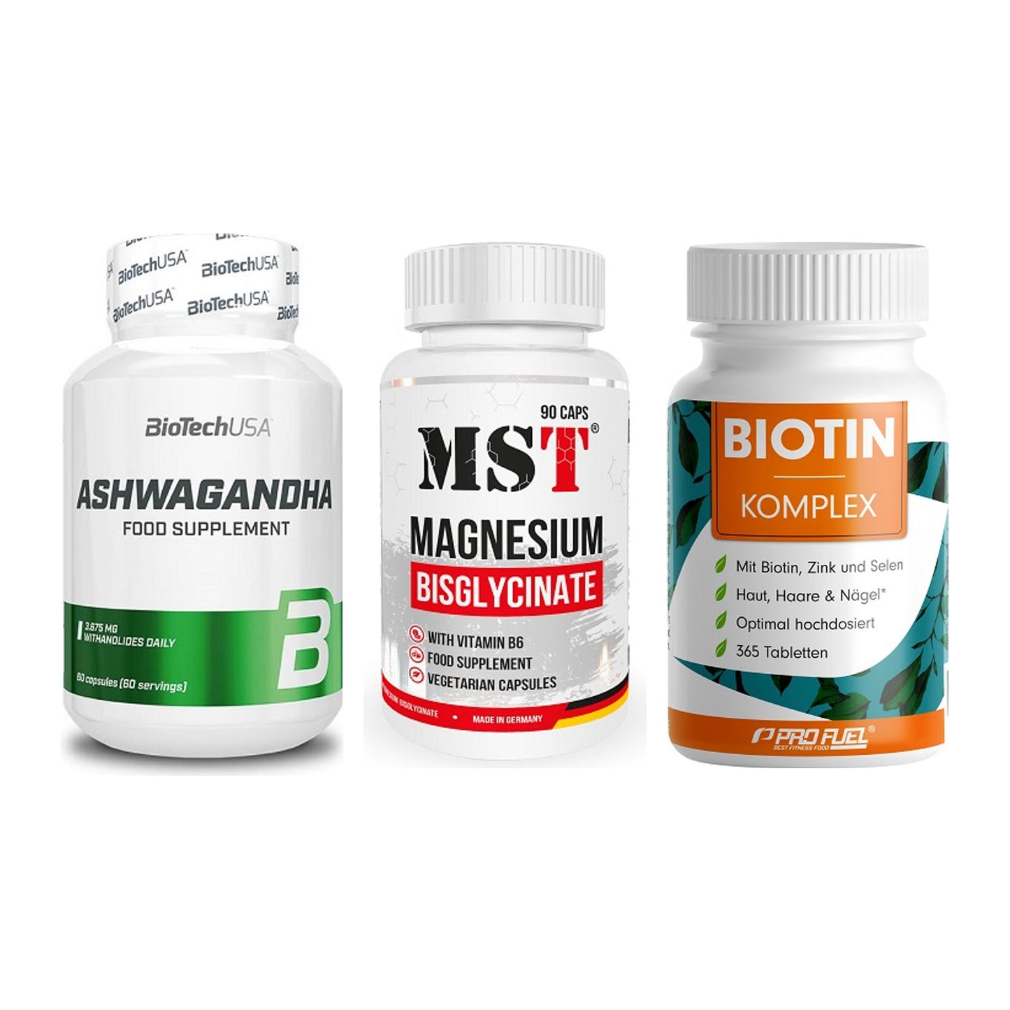Stress & Balance: BioTech Ashwaga + MST Magnesium + ProFuel BIOTIN – alle enthaltenen Artikel