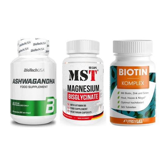 Stress & Balance: BioTech Ashwaga + MST Magnesium + ProFuel BIOTIN – alle enthaltenen Artikel
