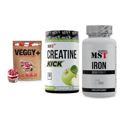 Pflanzliches Set: Sinob VEGGY + MST Creatine + MST Iron – alle enthaltenen Artikel