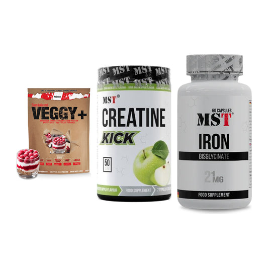 Pflanzliches Set: Sinob VEGGY + MST Creatine + MST Iron – alle enthaltenen Artikel