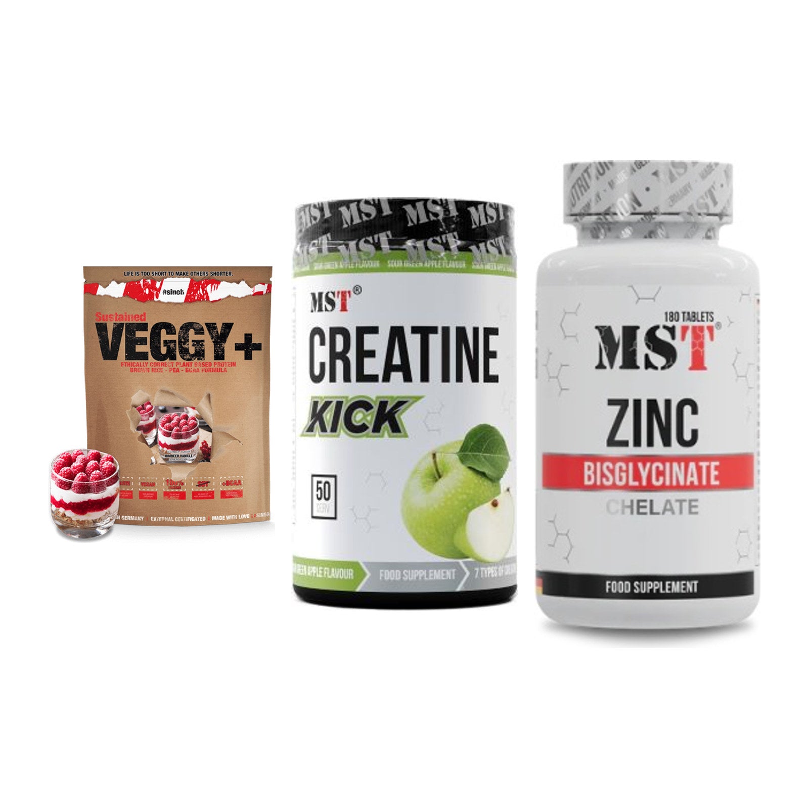 Pflanzliches Set: Sinob VEGGY + MST Creatine + MST Zinc – alle enthaltenen Artikel