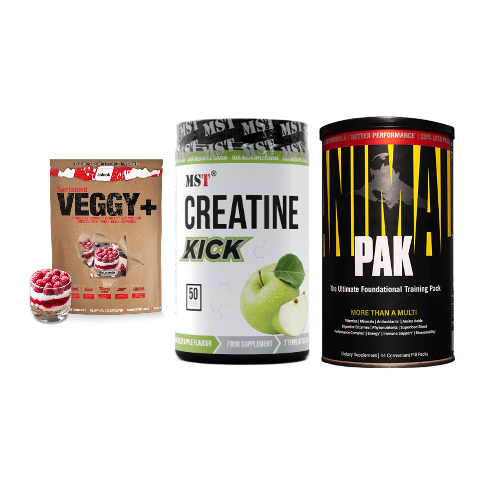 Pflanzliches Set: Sinob VEGGY + MST Creatine + Universal – alle enthaltenen Artikel