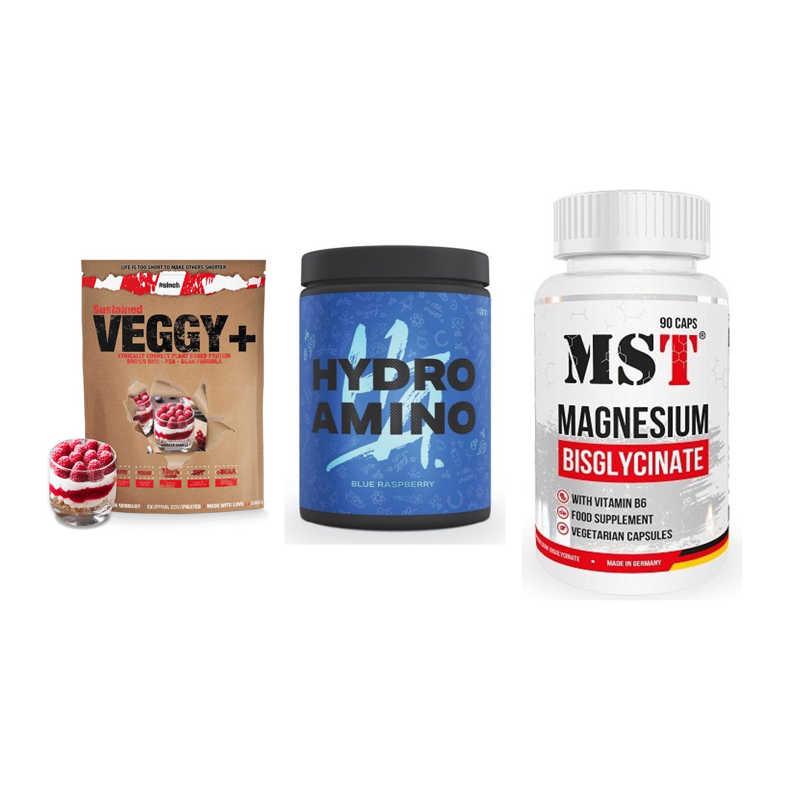 Pflanzliches Set: Sinob VEGGY + Nanosupps Hydro + MST Magnesium – alle enthaltenen Artikel