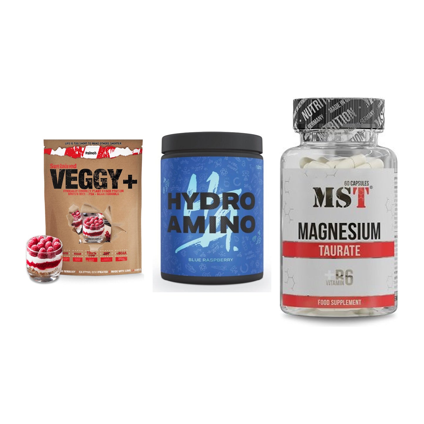Pflanzliches Set: Sinob VEGGY + Nanosupps Hydro + MST Magnesium – alle enthaltenen Artikel
