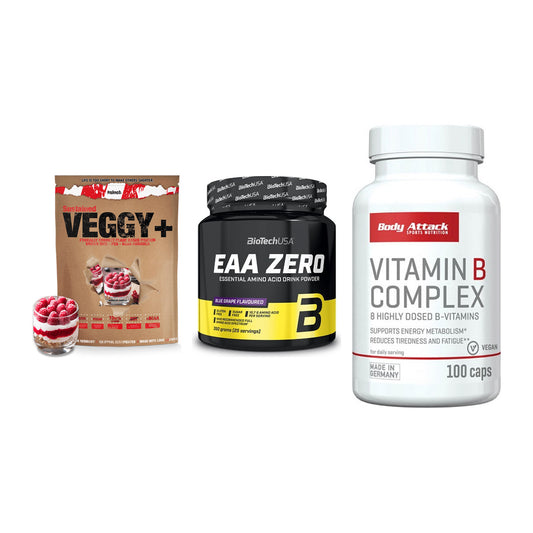 Pflanzliches Set: Sinob VEGGY + BioTech EAA + Body Attack – alle enthaltenen Artikel