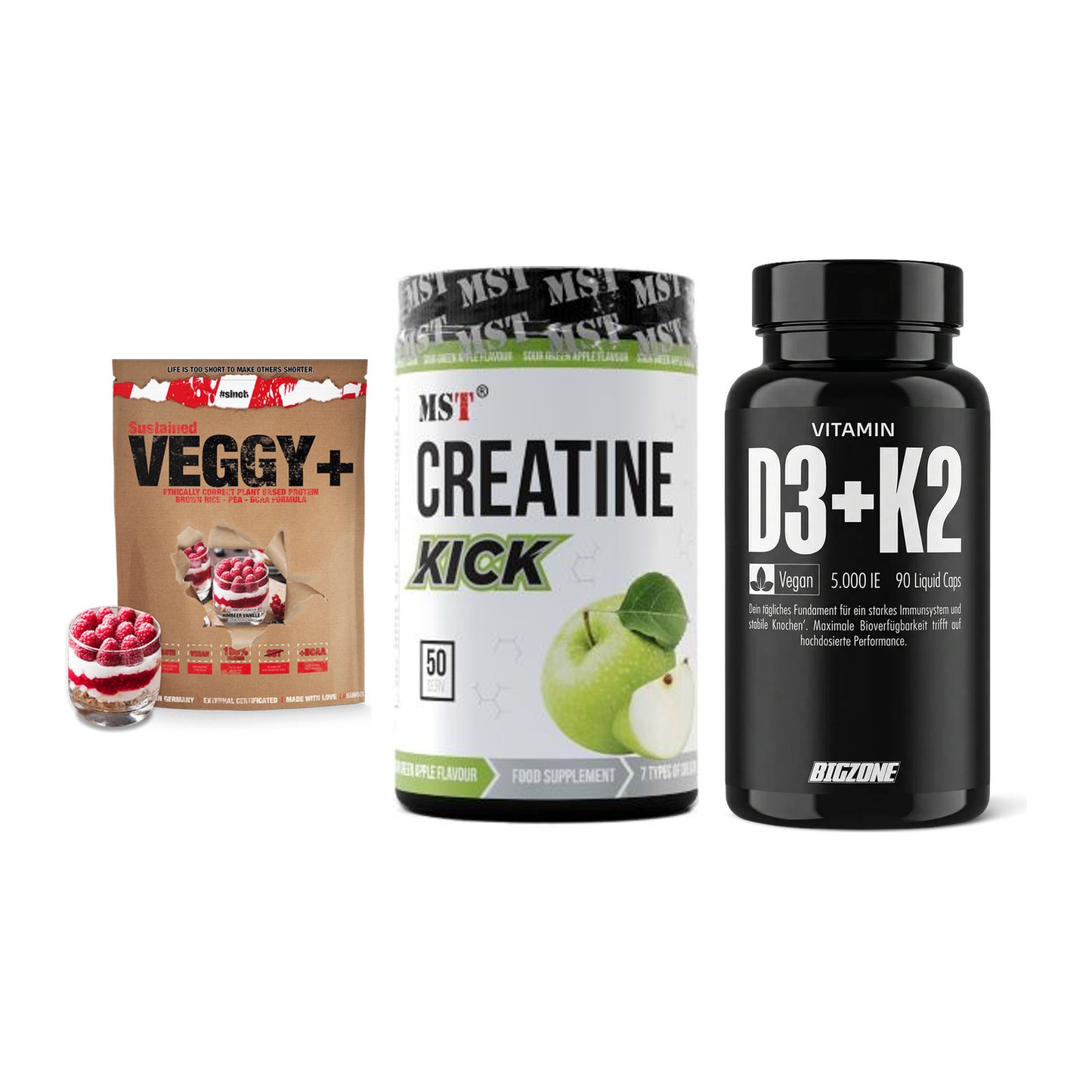 Pflanzliches Set: Sinob VEGGY + MST Creatine + Big Zone – alle enthaltenen Artikel