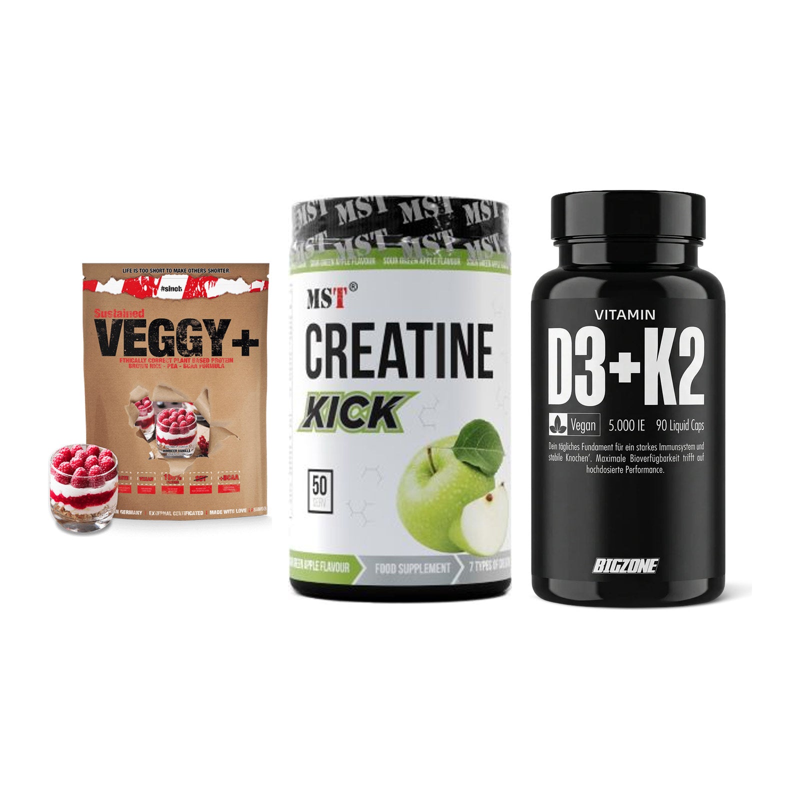 Pflanzliches Set: Sinob VEGGY + MST Creatine + Big Zone – alle enthaltenen Artikel