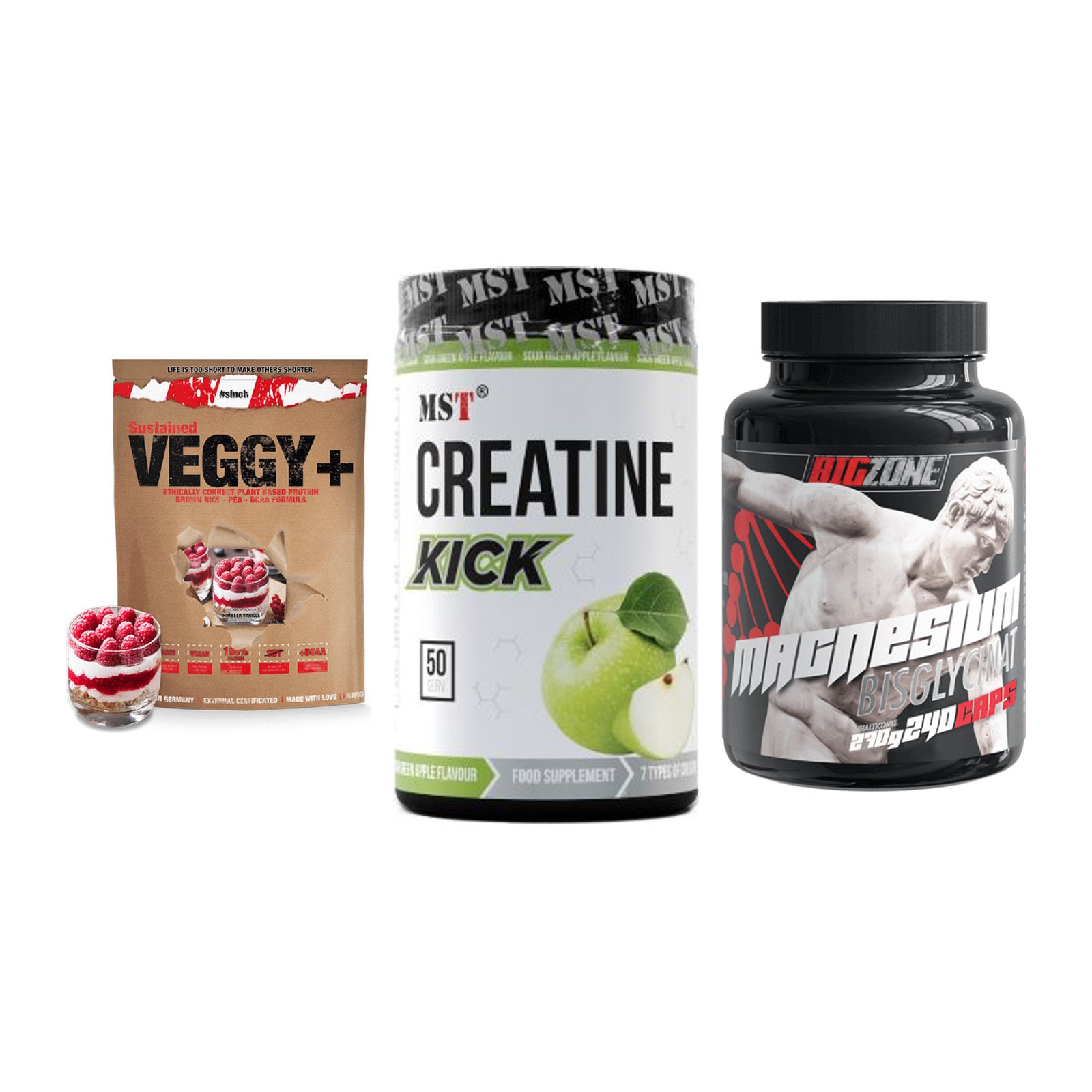 Pflanzliches Set: Sinob VEGGY + MST Creatine + Big Zone – alle enthaltenen Artikel