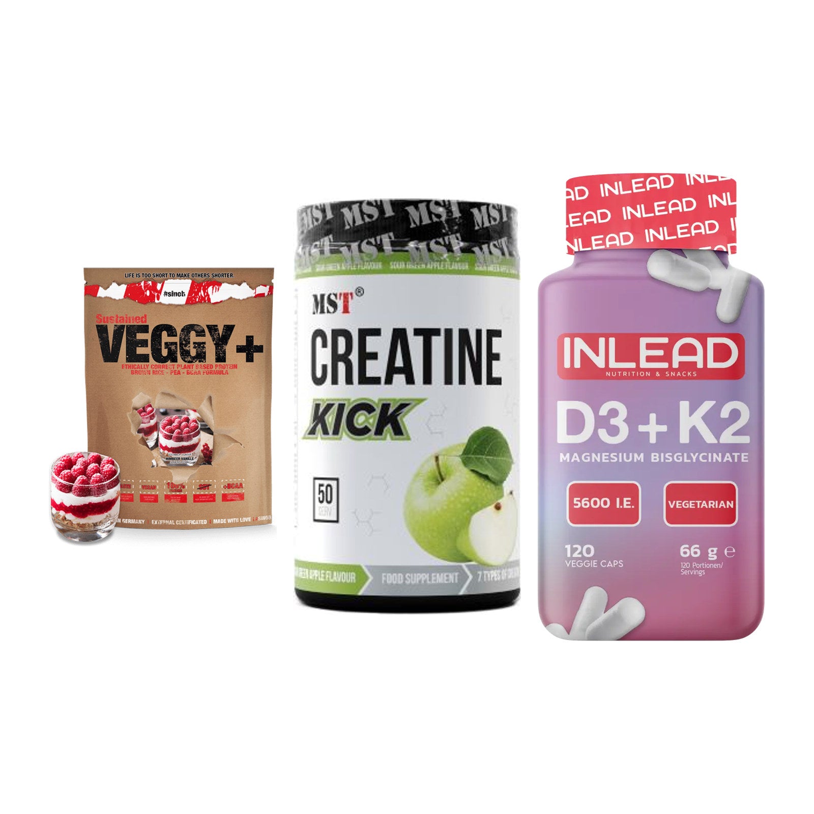 Pflanzliches Set: Sinob VEGGY + MST Creatine + INLEAD Vitamin – alle enthaltenen Artikel