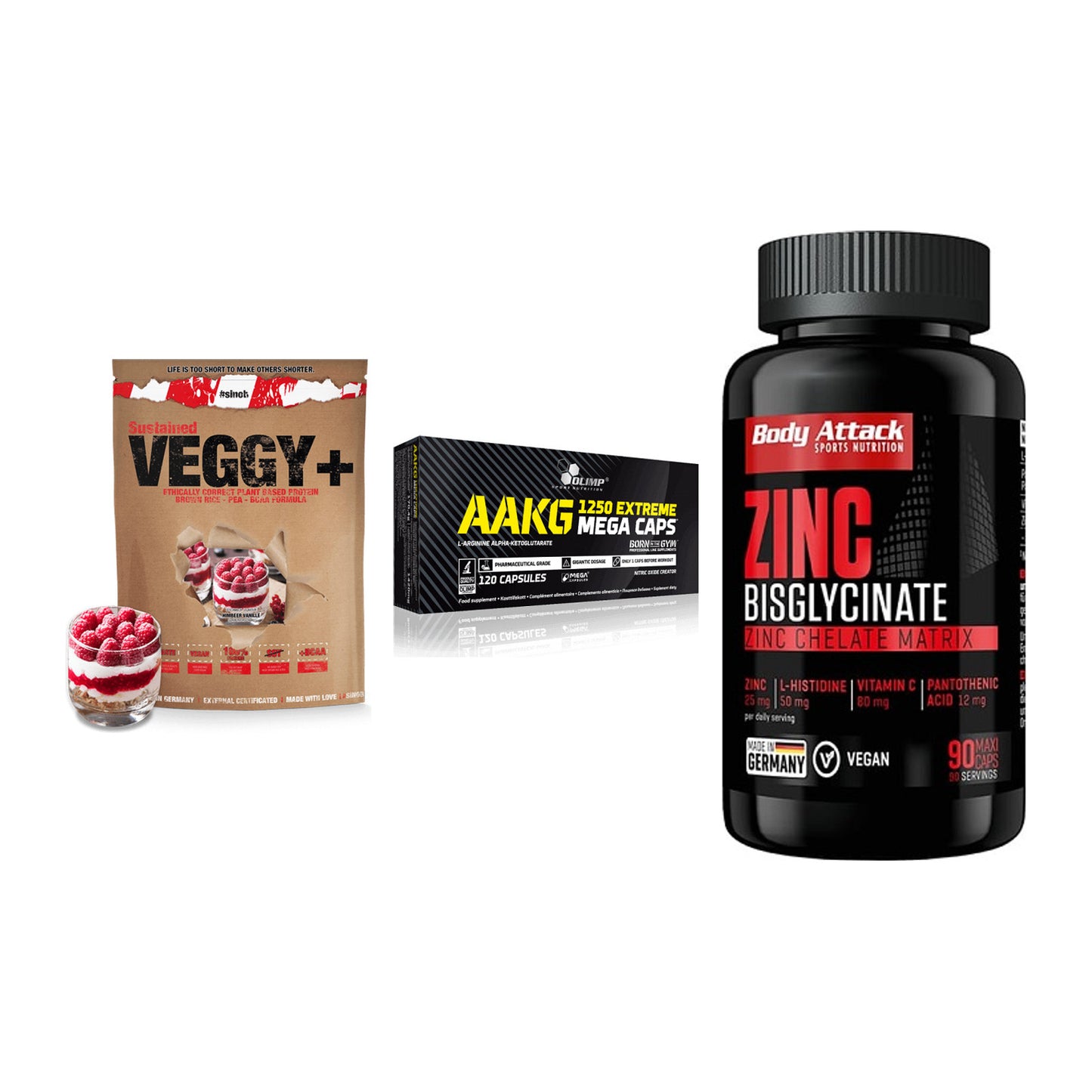 Pflanzliches Set: Sinob VEGGY + Olimp AAKG + Body Attack – alle enthaltenen Artikel