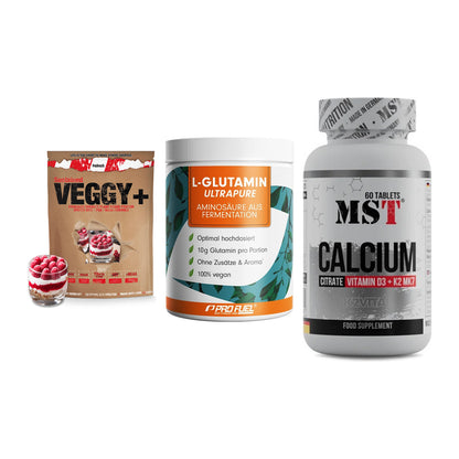 Pflanzliches Set: Sinob VEGGY + ProFuel Glutami + MST Calcium – alle enthaltenen Artikel