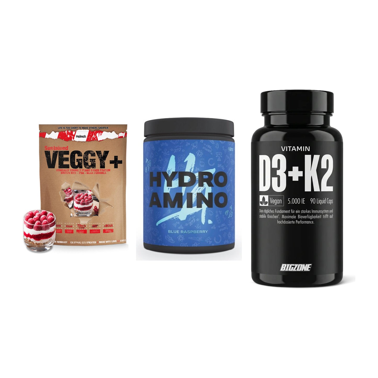 Pflanzliches Set: Sinob VEGGY + Nanosupps Hydro + Big Zone – alle enthaltenen Artikel
