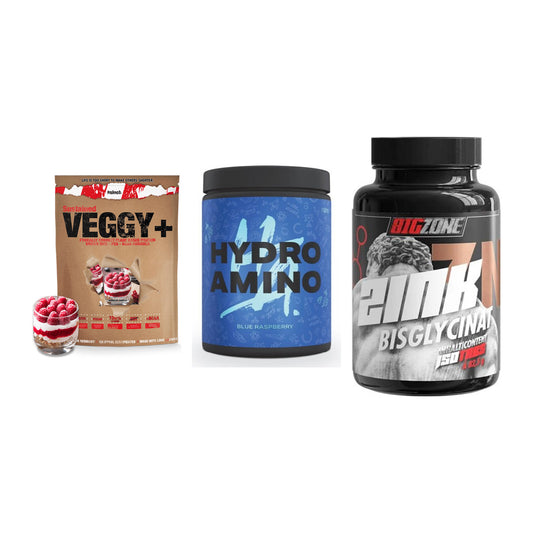 Pflanzliches Set: Sinob VEGGY + Nanosupps Hydro + Big Zone Zink – alle enthaltenen Artikel