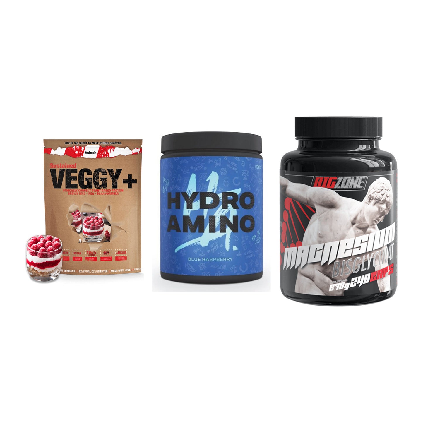Pflanzliches Set: Sinob VEGGY + Nanosupps Hydro + Big Zone – alle enthaltenen Artikel