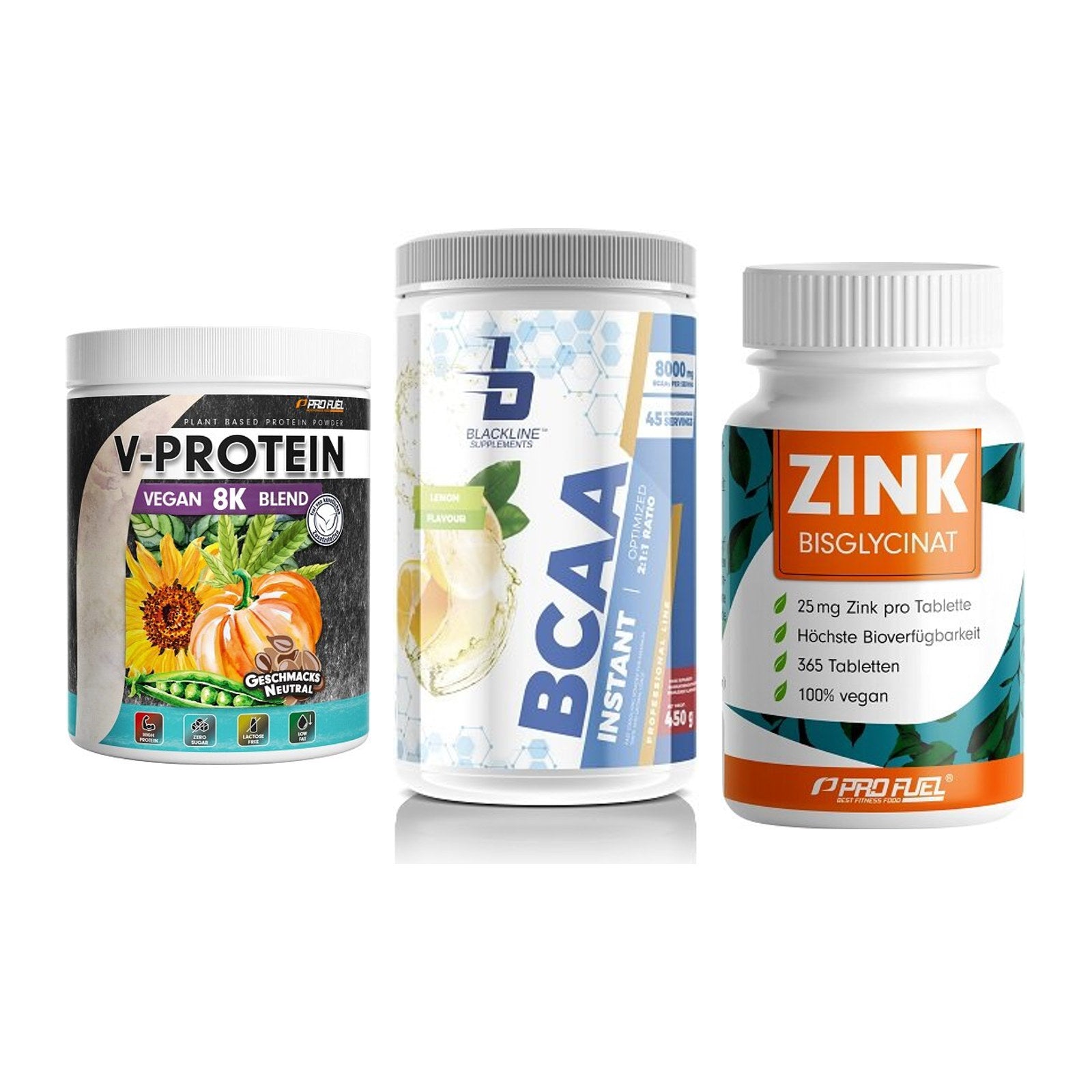 Pflanzliches Set: ProFuel V-Prote + Blackline + ProFuel Zink – alle enthaltenen Artikel