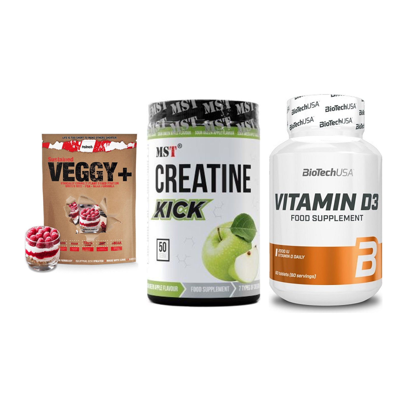 Pflanzliches Set: Sinob VEGGY + MST Creatine + BioTech Vitamin – alle enthaltenen Artikel