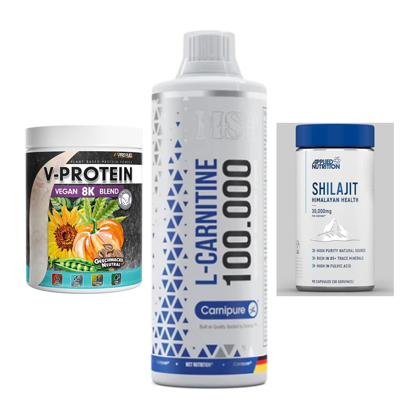 Pflanzliches Set: ProFuel V-Prote + MST L-Carnitine + Applied Nutriti – alle enthaltenen Artikel