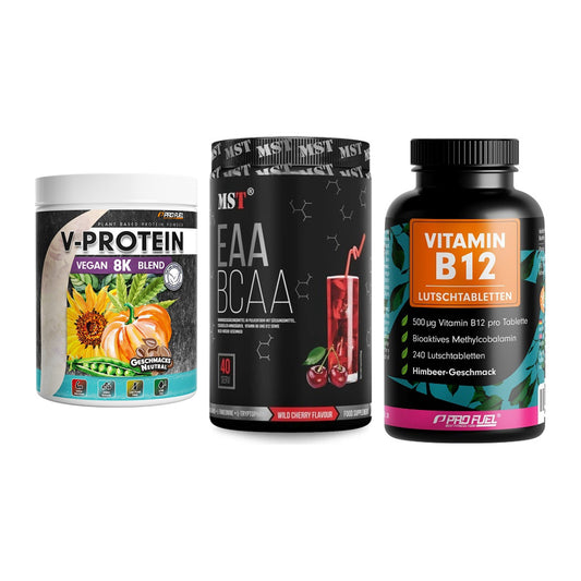 Pflanzliches Set: ProFuel V-Prote + MST EAA & BCAA + ProFuel Vitamin – alle enthaltenen Artikel