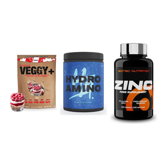 Pflanzliches Set: Sinob VEGGY + Nanosupps Hydro + Scitec Zinc – alle enthaltenen Artikel