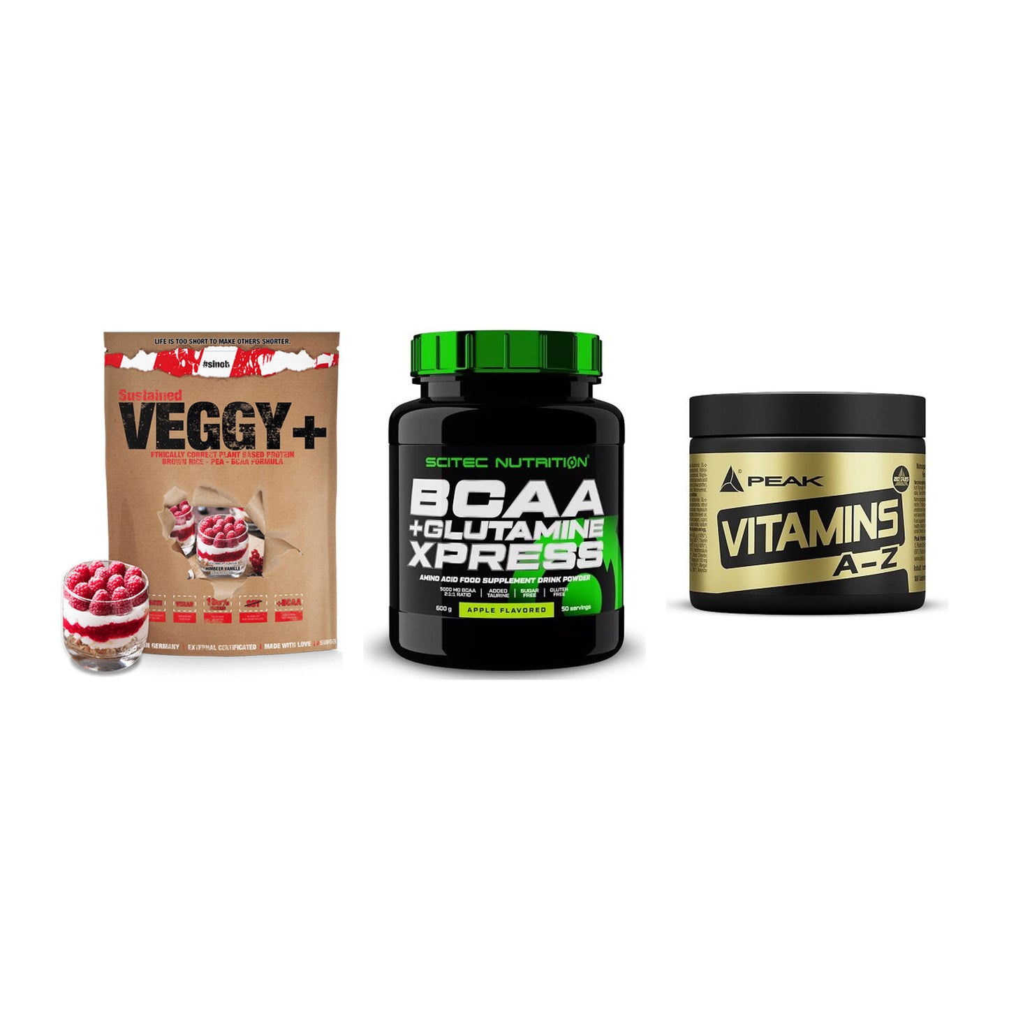 Pflanzliches Set: Sinob VEGGY + Scitec BCAA + Peak Vitamin – alle enthaltenen Artikel