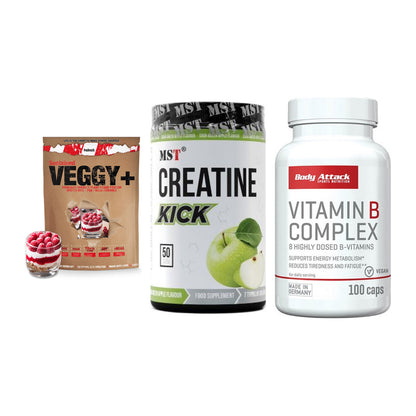 Pflanzliches Set: Sinob VEGGY + MST Creatine + Body Attack – alle enthaltenen Artikel