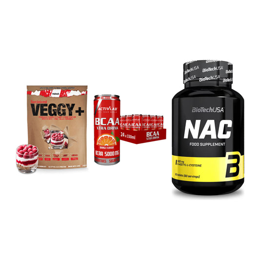Pflanzliches Set: Sinob VEGGY + Activlab BCAA + BioTech NAC – alle enthaltenen Artikel