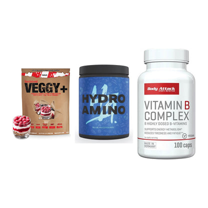 Pflanzliches Set: Sinob VEGGY + Nanosupps Hydro + Body Attack – alle enthaltenen Artikel