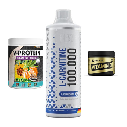 Pflanzliches Set: ProFuel V-Prote + MST L-Carnitine + Peak Vitamin D – alle enthaltenen Artikel