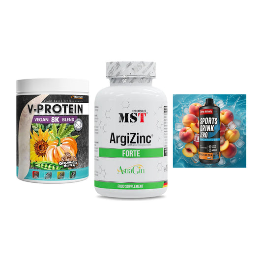 Pflanzliches Set: ProFuel V-Prote + MST ArgiZinc + Body Attack – alle enthaltenen Artikel