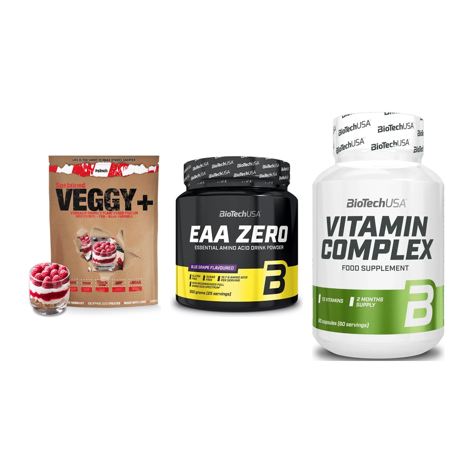 Pflanzliches Set: Sinob VEGGY + BioTech EAA + BioTech Vitamin – alle enthaltenen Artikel