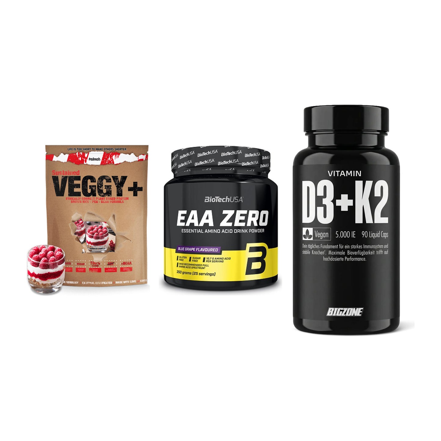 Pflanzliches Set: Sinob VEGGY + BioTech EAA + Big Zone – alle enthaltenen Artikel