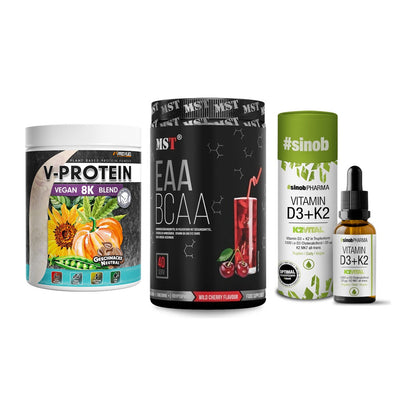 Pflanzliches Set: ProFuel V-Prote + MST EAA & BCAA + Sinob Vitamin – alle enthaltenen Artikel