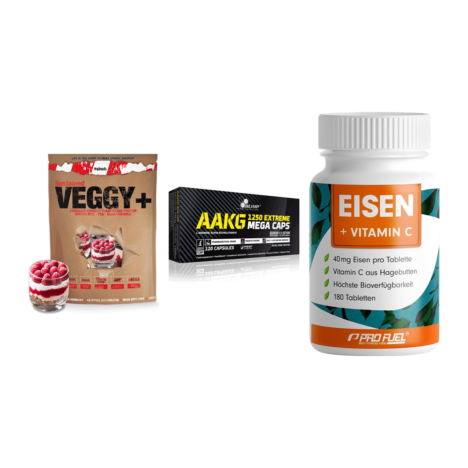 Pflanzliches Set: Sinob VEGGY + Olimp AAKG + ProFuel EISEN – alle enthaltenen Artikel