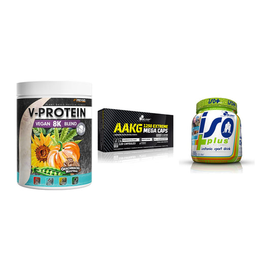 Pflanzliches Set: ProFuel V-Prote + Olimp AAKG + Olimp Iso Plus – alle enthaltenen Artikel