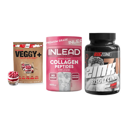 Pflanzliches Set: Sinob VEGGY + INLEAD Collagen + Big Zone Zink – alle enthaltenen Artikel