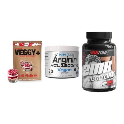 Pflanzliches Set: Sinob VEGGY + NNT Arginin HCL + Big Zone Zink – alle enthaltenen Artikel
