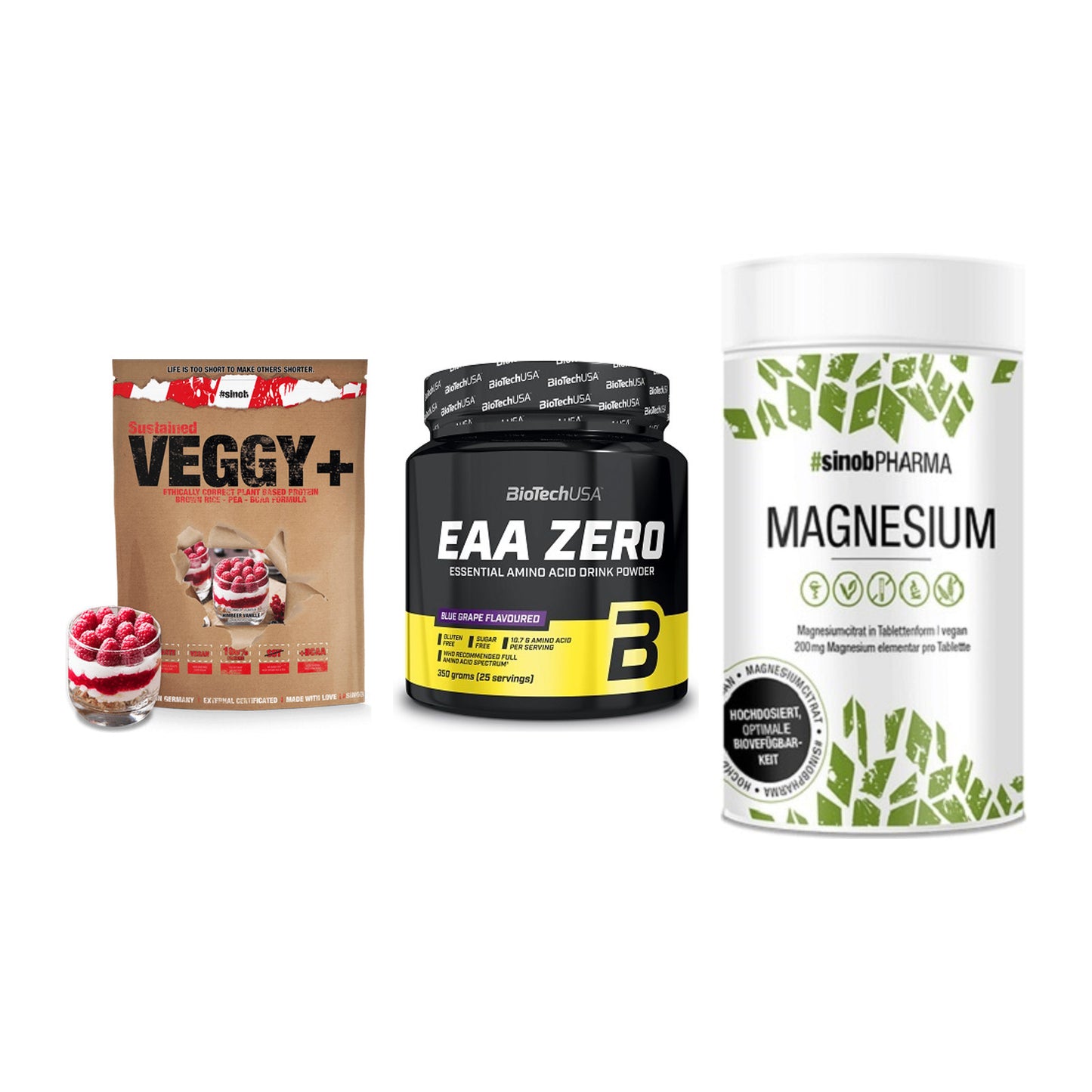 Pflanzliches Set: Sinob VEGGY + BioTech EAA + Sinob Magnesium – alle enthaltenen Artikel