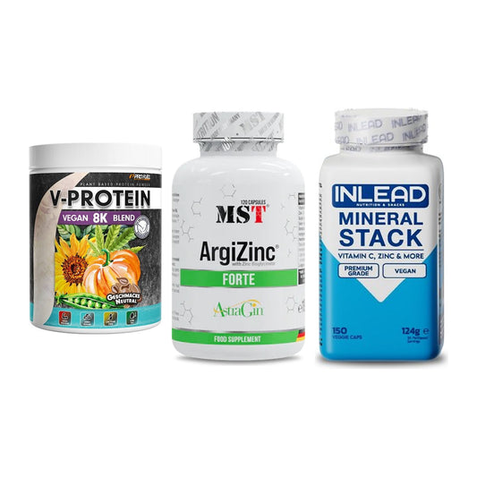 Pflanzliches Set: ProFuel V-Prote + MST ArgiZinc + INLEAD Mineral – alle enthaltenen Artikel
