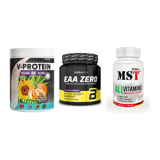 Pflanzliches Set: ProFuel V-Prote + BioTech EAA + MST All Vitamin – alle enthaltenen Artikel