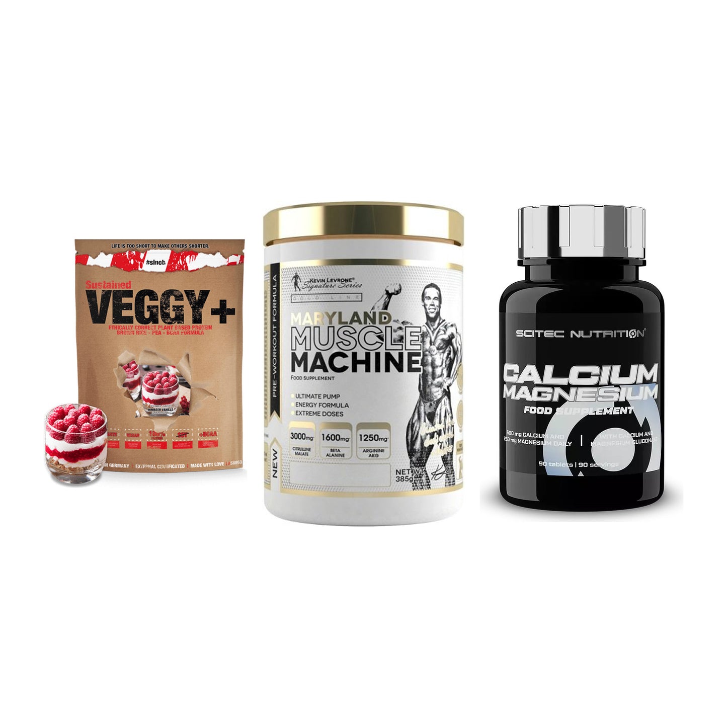 Pflanzliches Set: Sinob VEGGY + Kevin Levrone + Scitec Calcium – alle enthaltenen Artikel