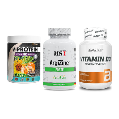 Pflanzliches Set: ProFuel V-Prote + MST ArgiZinc + BioTech Vitamin – alle enthaltenen Artikel