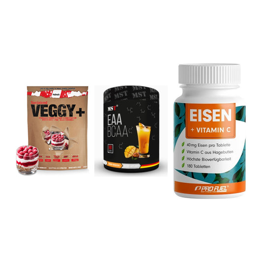 Pflanzliches Set: Sinob VEGGY + MST EAA & BCAA + ProFuel EISEN – alle enthaltenen Artikel